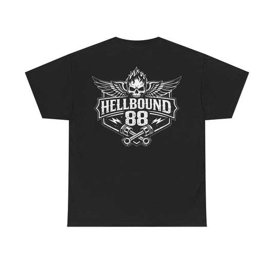 Hellbound88 Winged Skull Logo Motorcycle T-Shirt/ Vintage Biker Graphic Tee