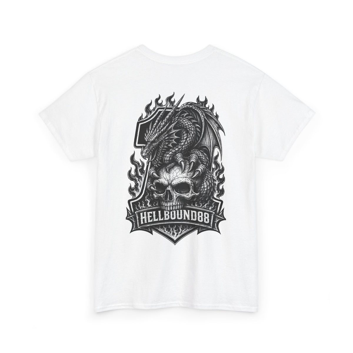 Hellbound88 Dragon Skull Motorcycle T-Shirt/ Vintage Biker Graphic Tee
