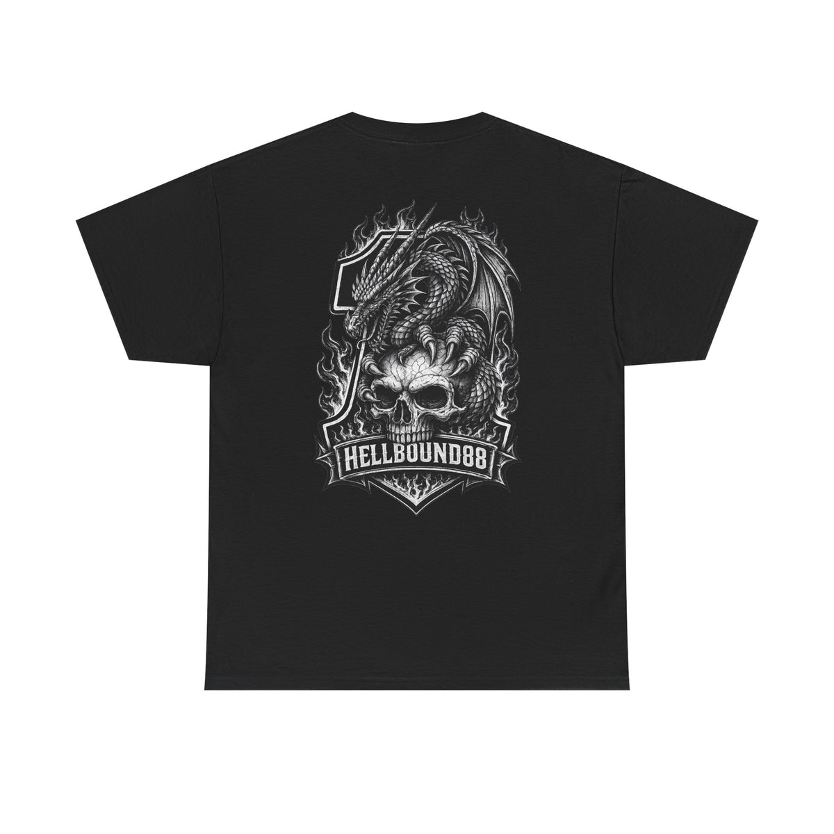Hellbound88 Dragon Skull Motorcycle T-Shirt/ Vintage Biker Graphic Tee