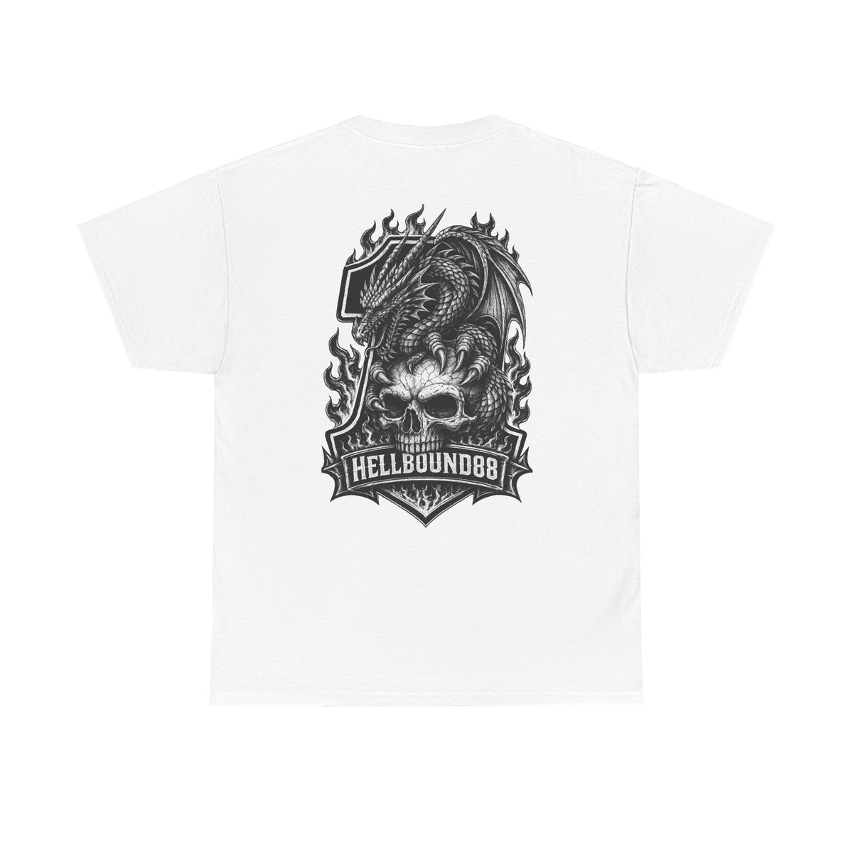 Hellbound88 Dragon Skull Motorcycle T-Shirt/ Vintage Biker Graphic Tee