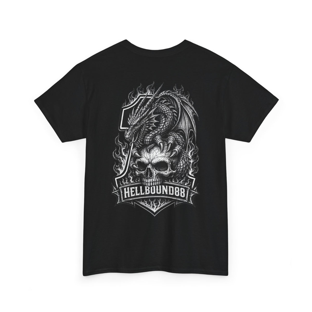 Hellbound88 Dragon Skull Motorcycle T-Shirt/ Vintage Biker Graphic Tee